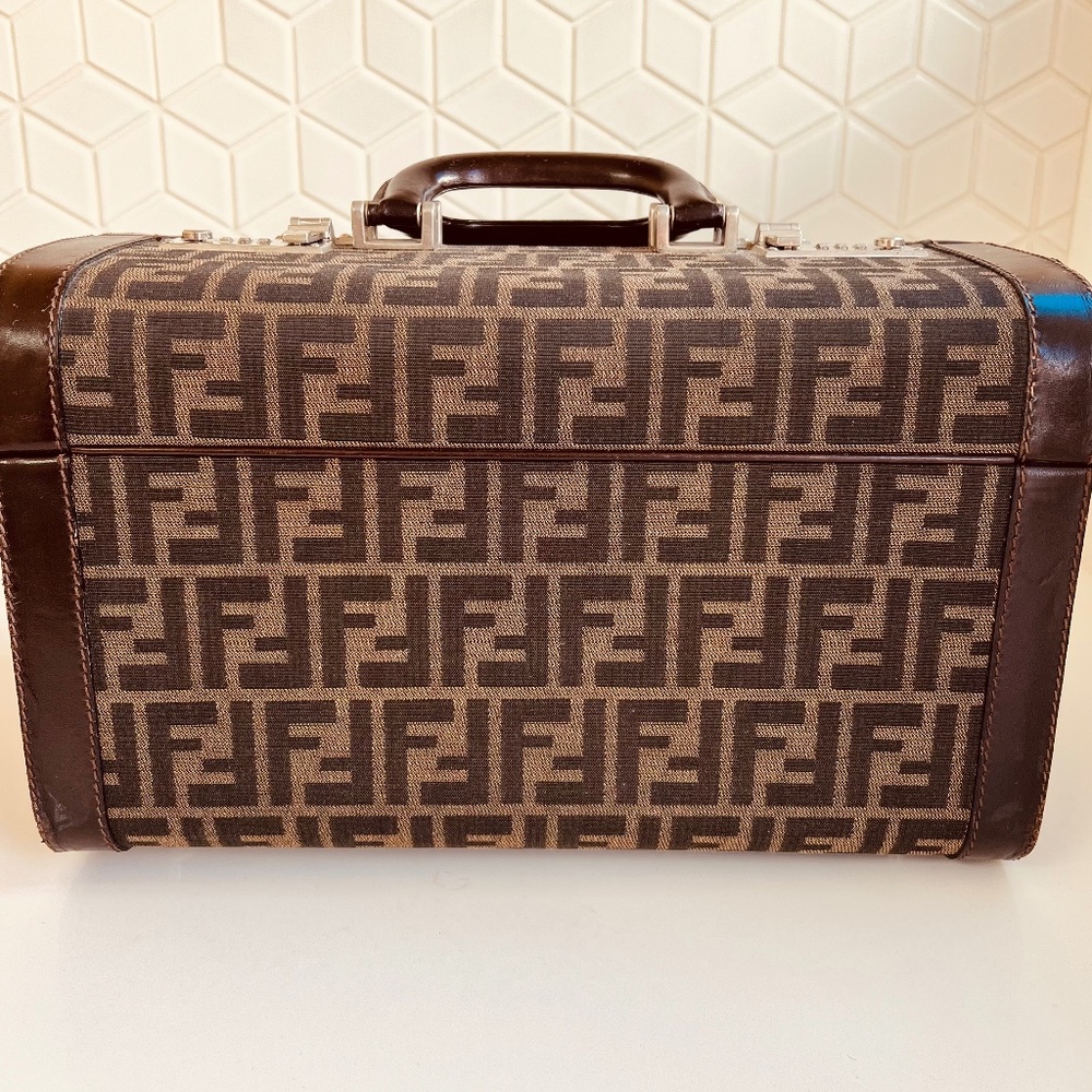 Vintage FENDI Brown Zucca Jacquard Vanity Trunk (Train) Case